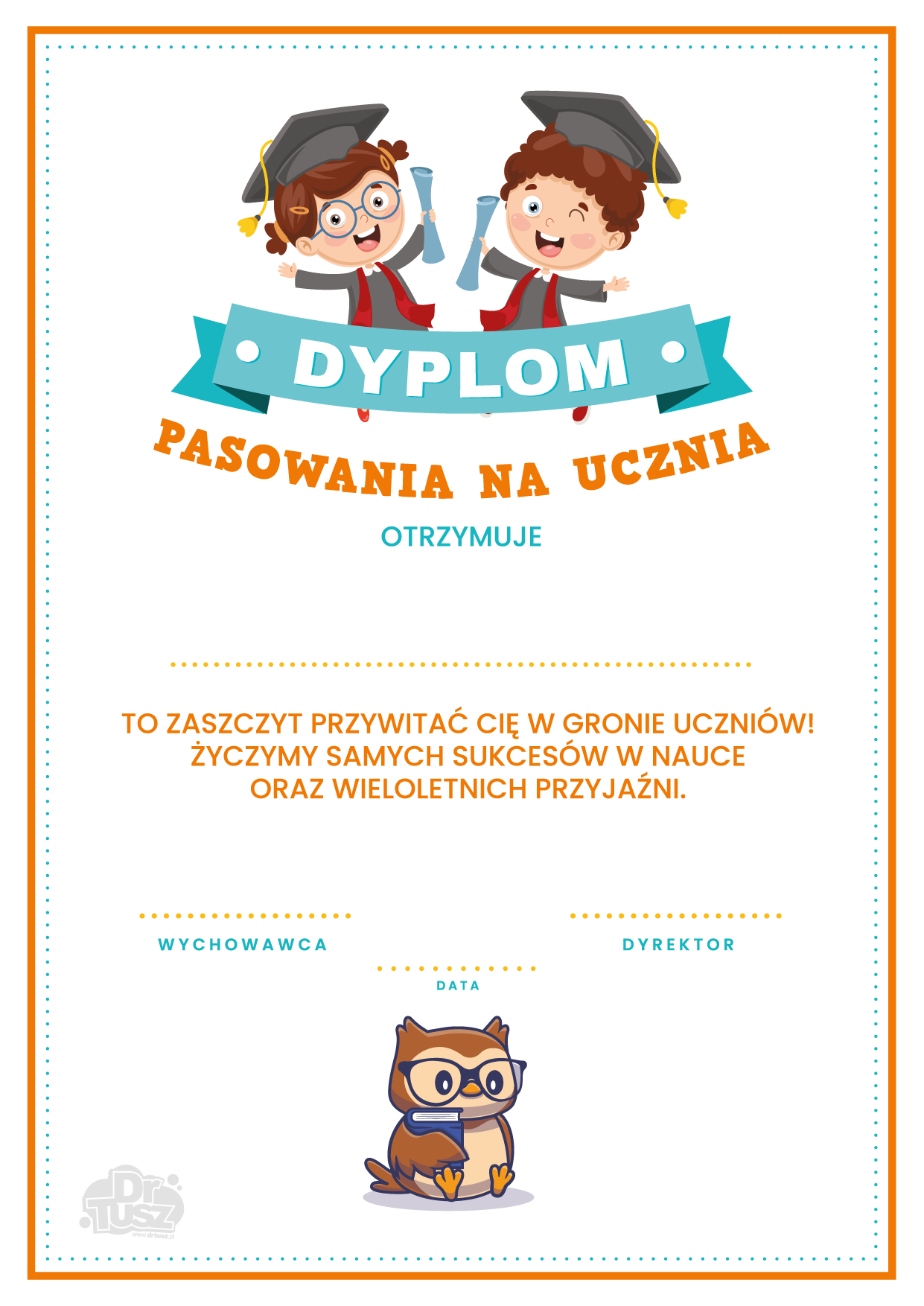 Szablon dyplomu pasowania na ucznia