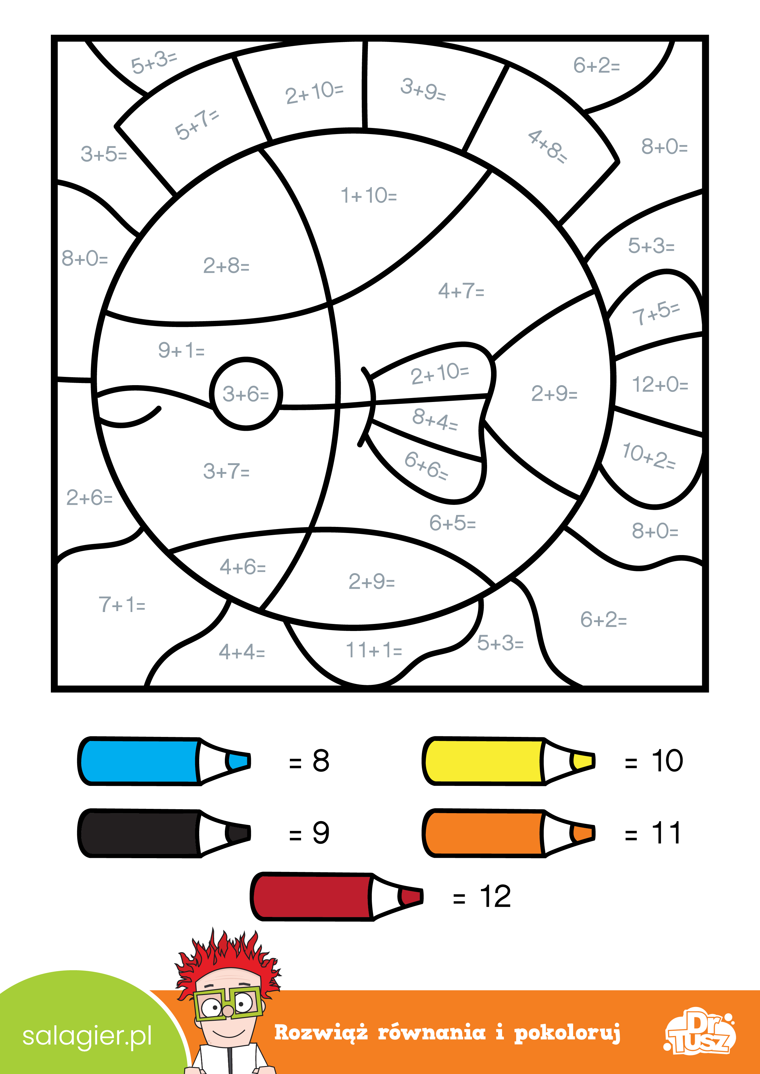 Kolorowanka z zadaniem matematycznym