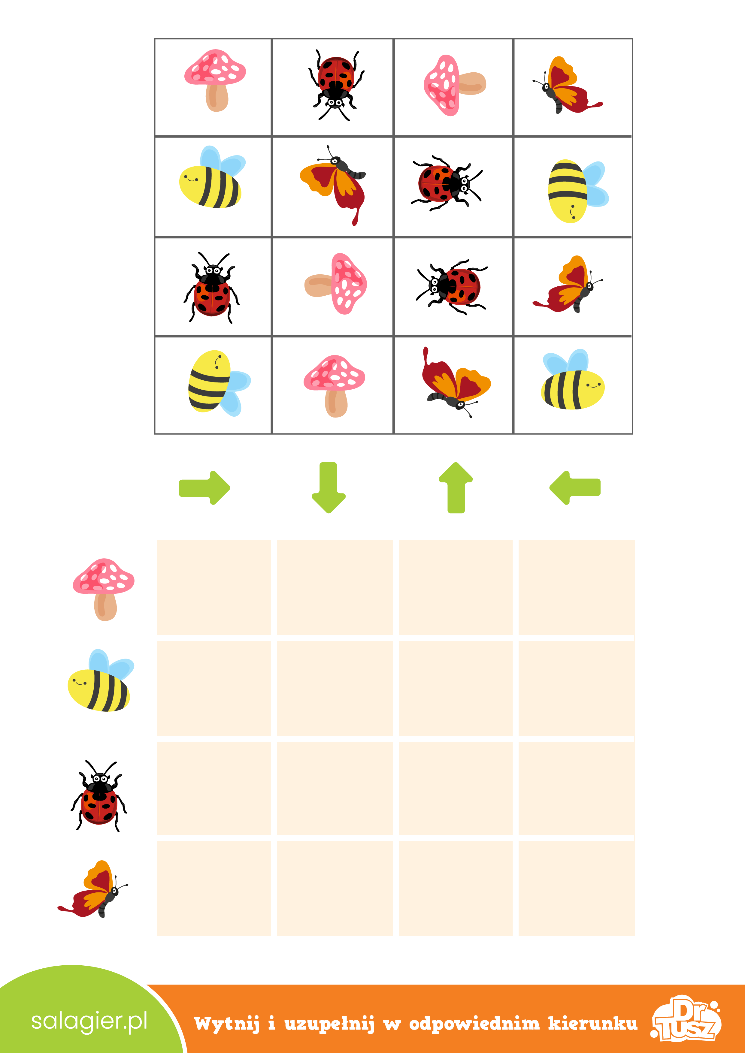 Szablon z wycinanką i dopasowaniem na planszy