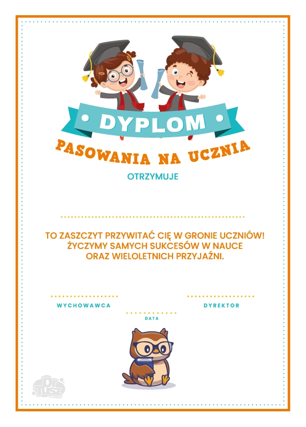 Szkoła - gotowy szablon dyplomu pasowania na ucznia