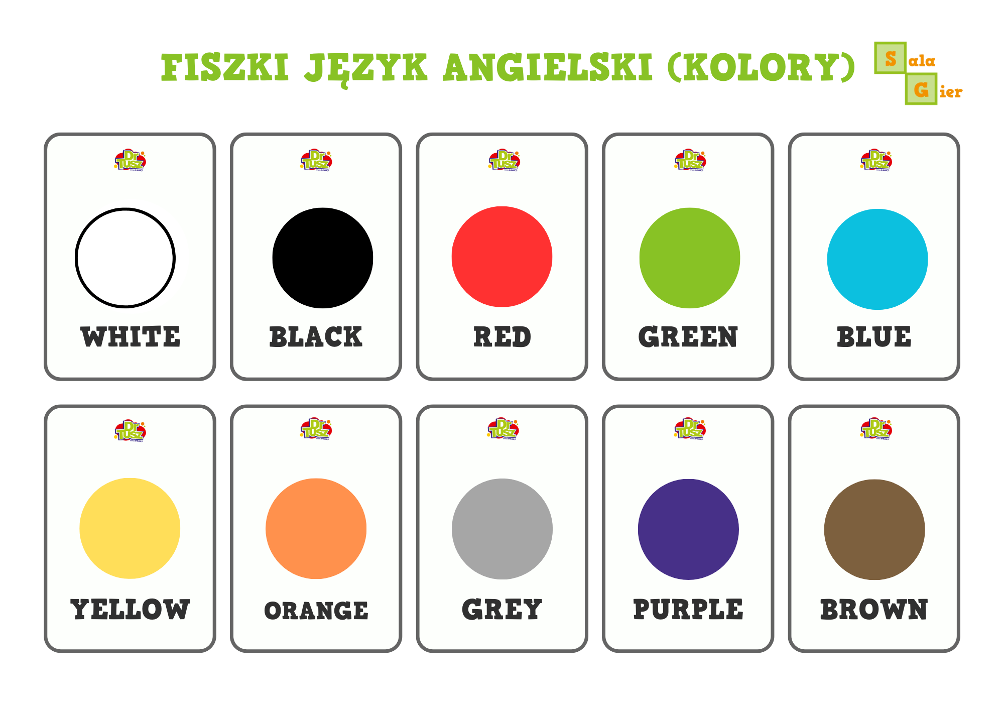 Nauka angielskiego - fiszki z kolorami