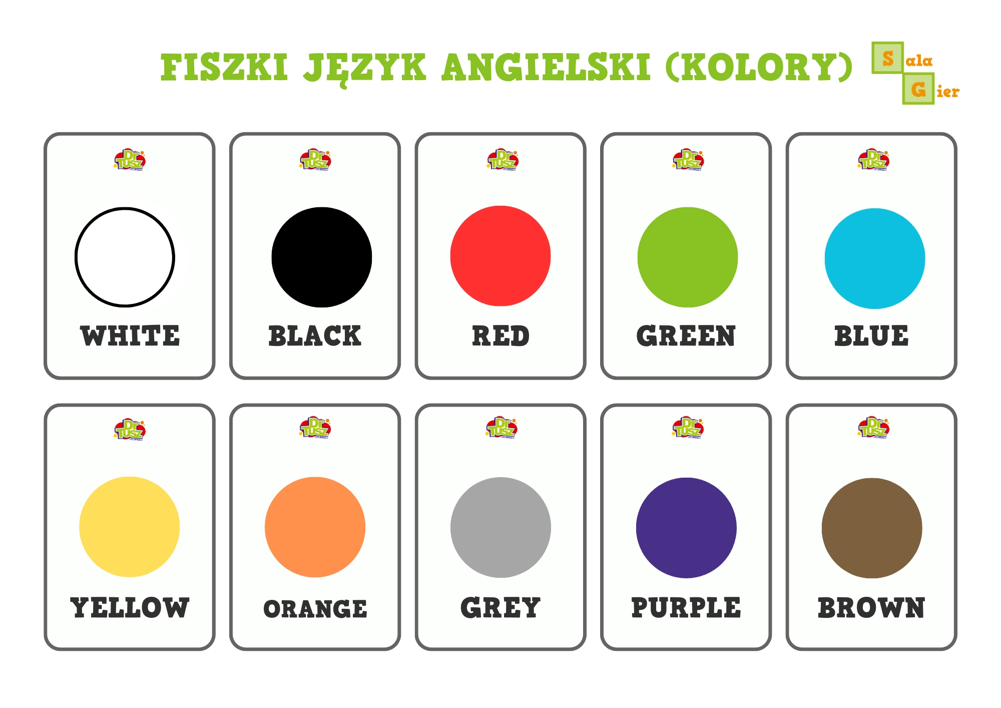 Fiszki z kolorami w języku angielskim