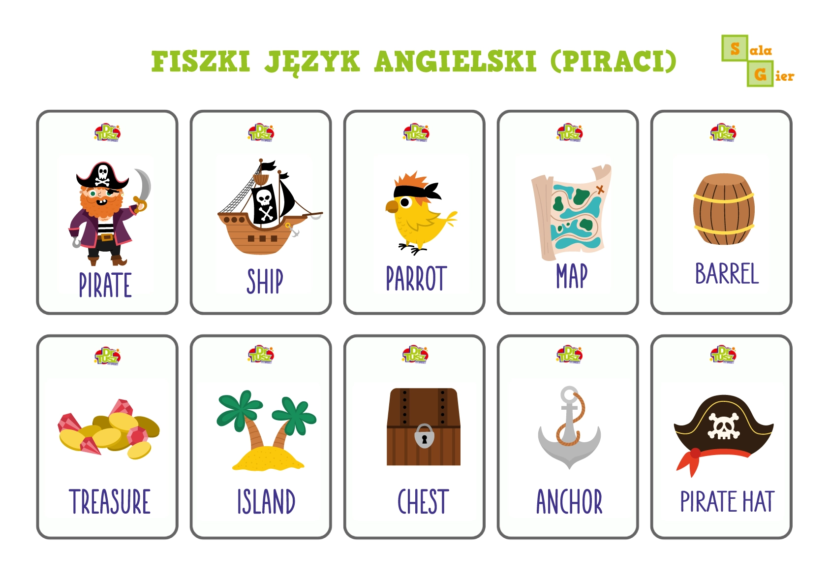 Fiszki z piratami w języku angielskim