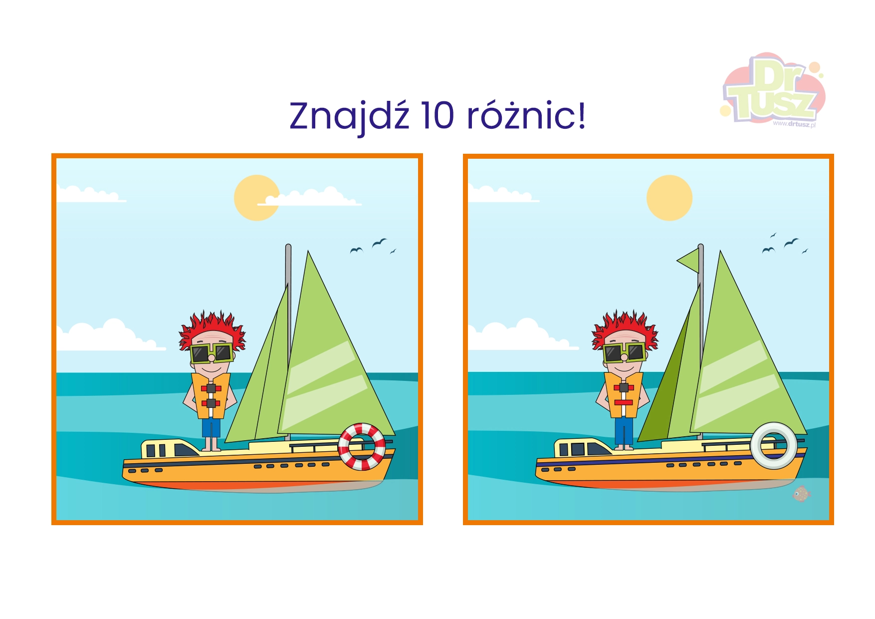 Wakacje: znajdź 10 różnic - zadanie 1