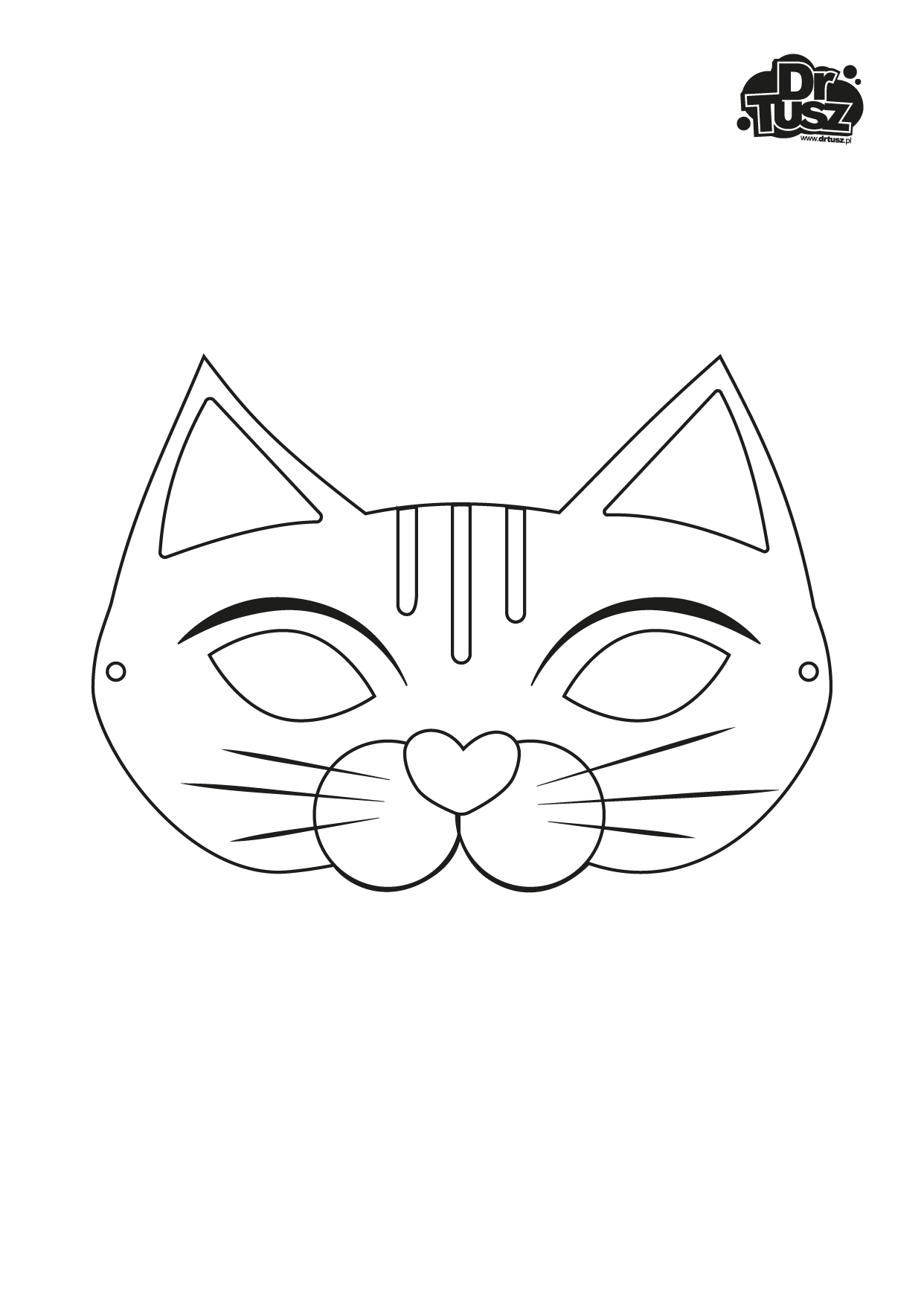 Maska karnawałowa kot do kolorowania