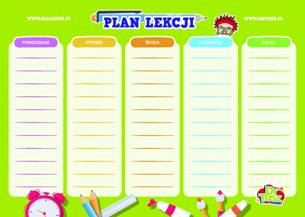 Szkoła - gotowy szablon plan lekcji