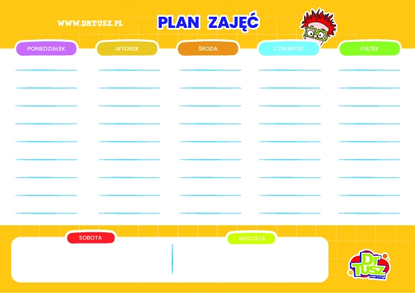 Gotowy szablon planu zajęć zestaw 2 
