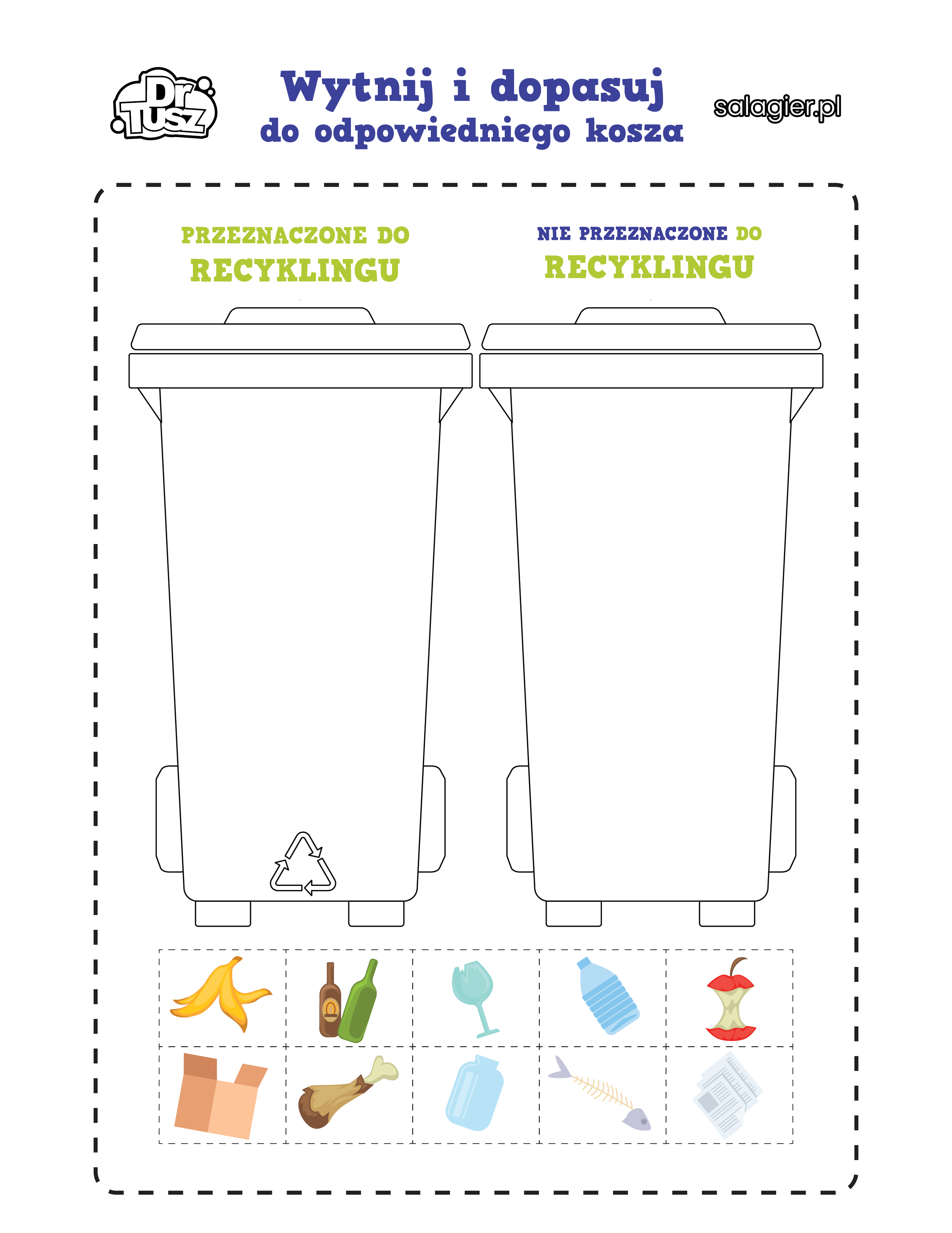 Karta pracy wytnij i dopasuj o tematyce recyklingu 1
