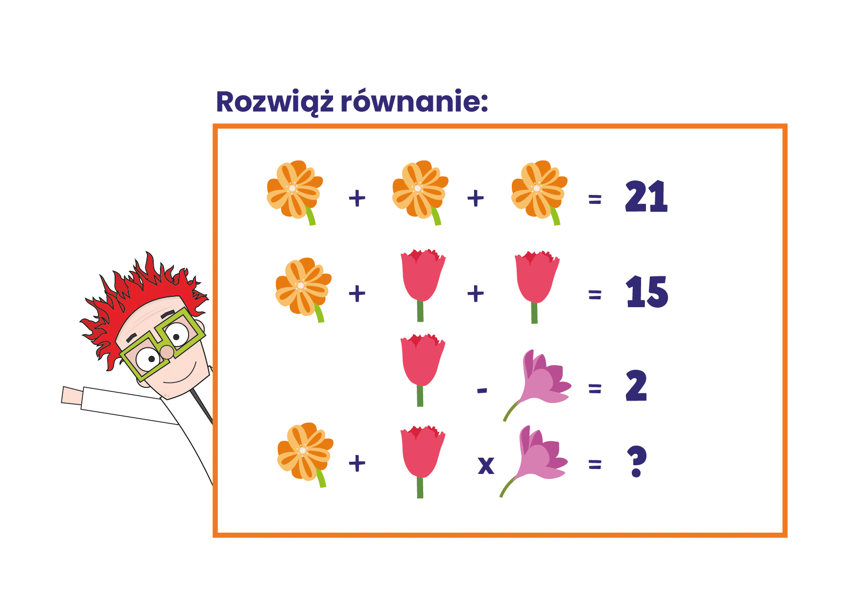 równanie obrazkowe z kwiatami