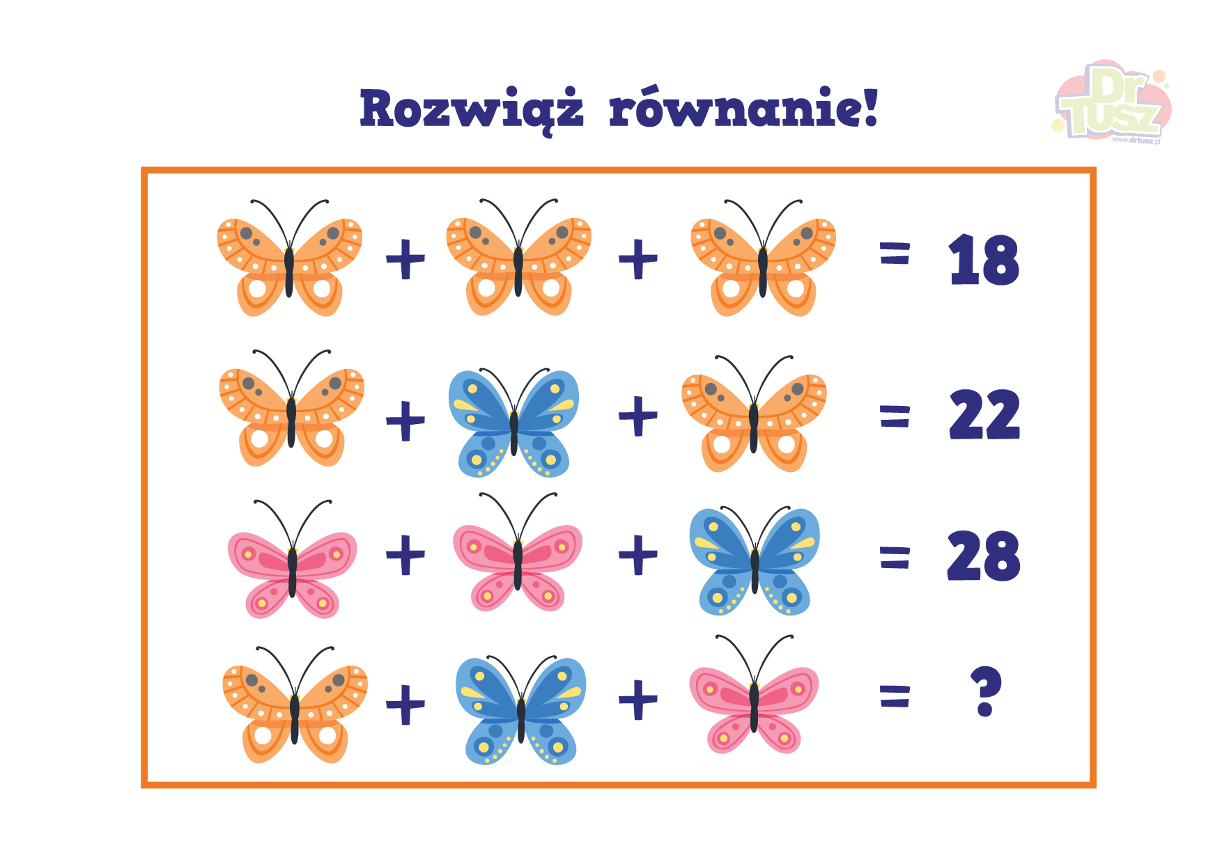 Równanie matematyczne z kolorowymi motylami