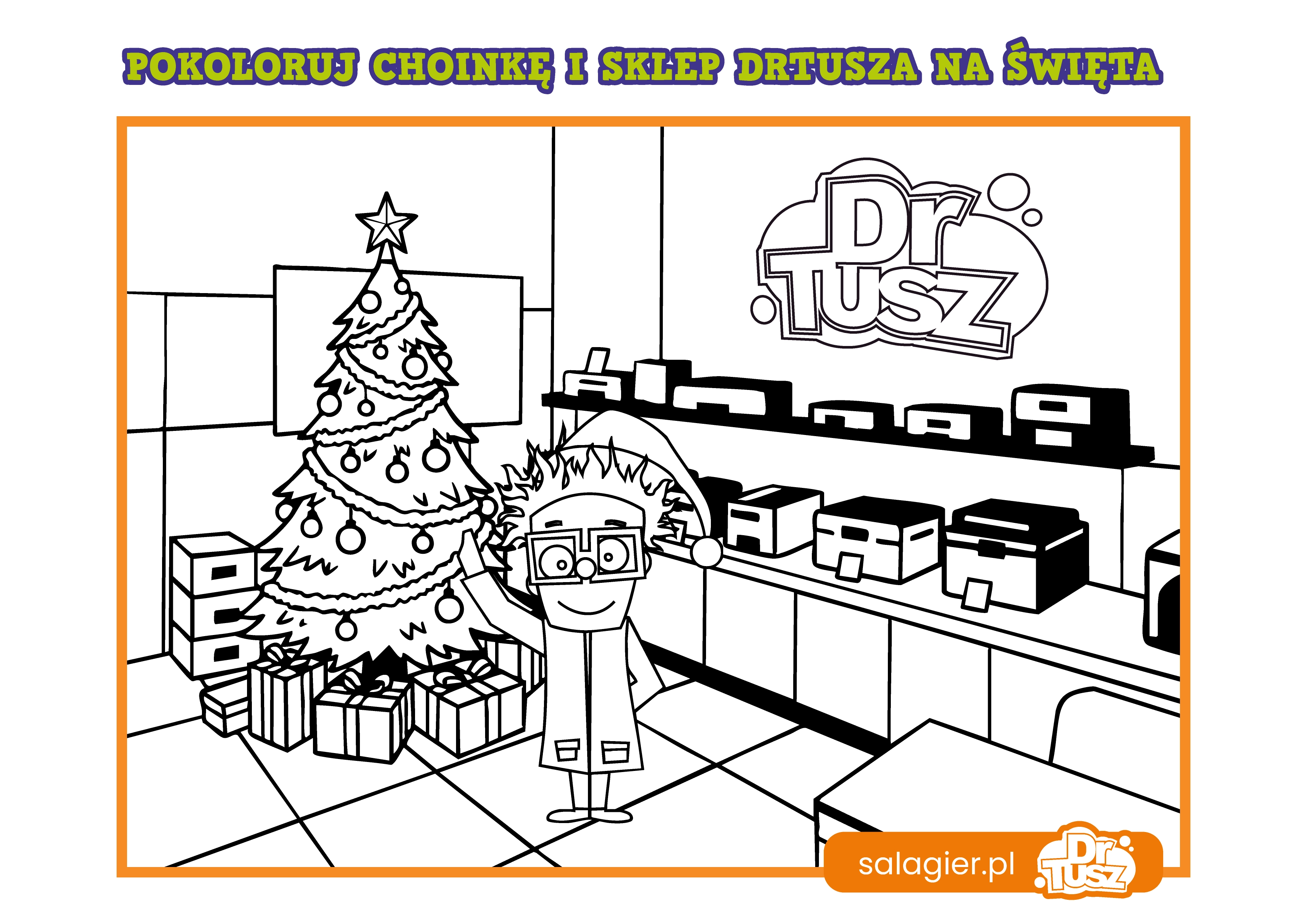 Kolorowanka ,,Świąteczny sklep DrTusz