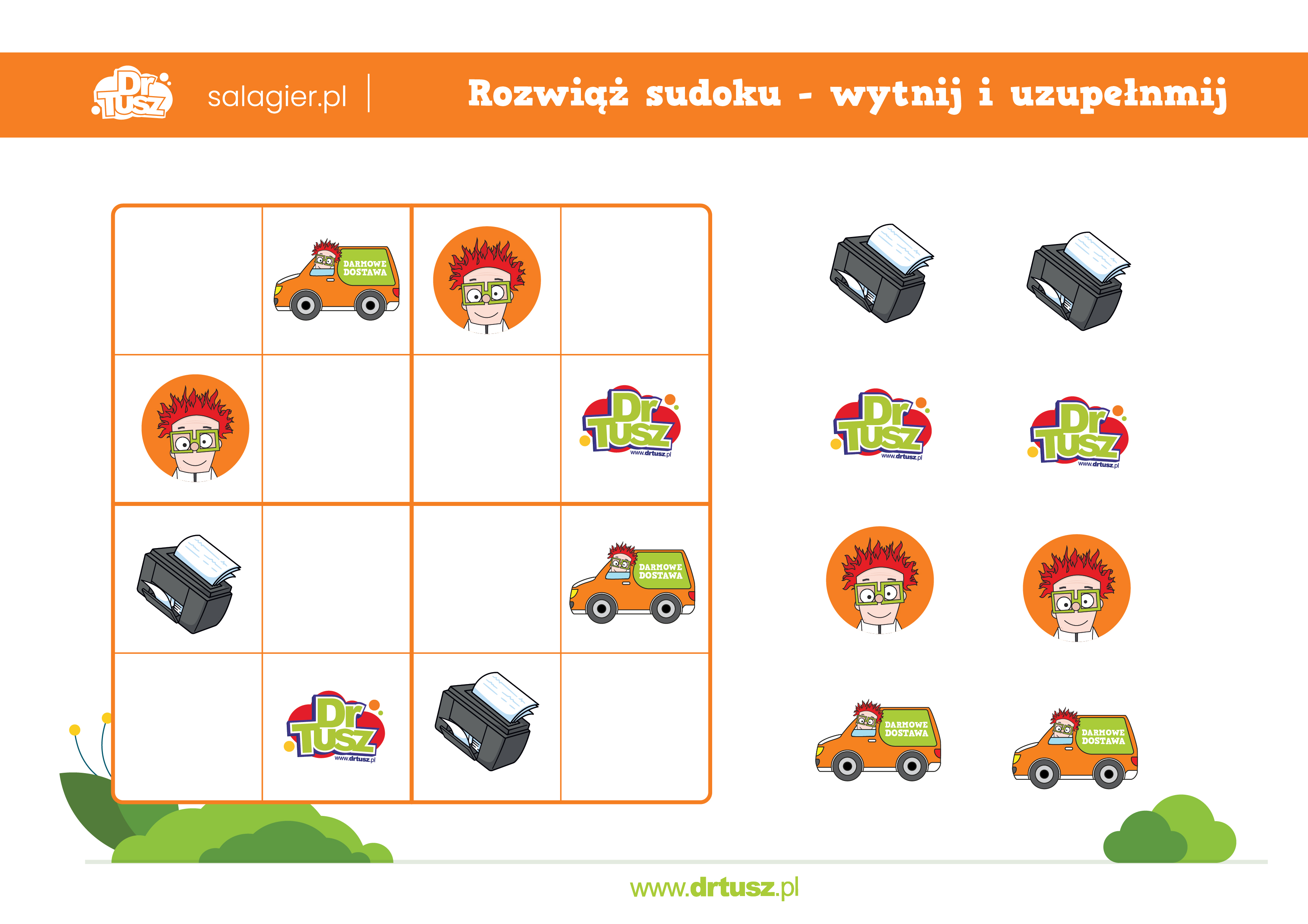Sudoku z obrazkami do wycięcia