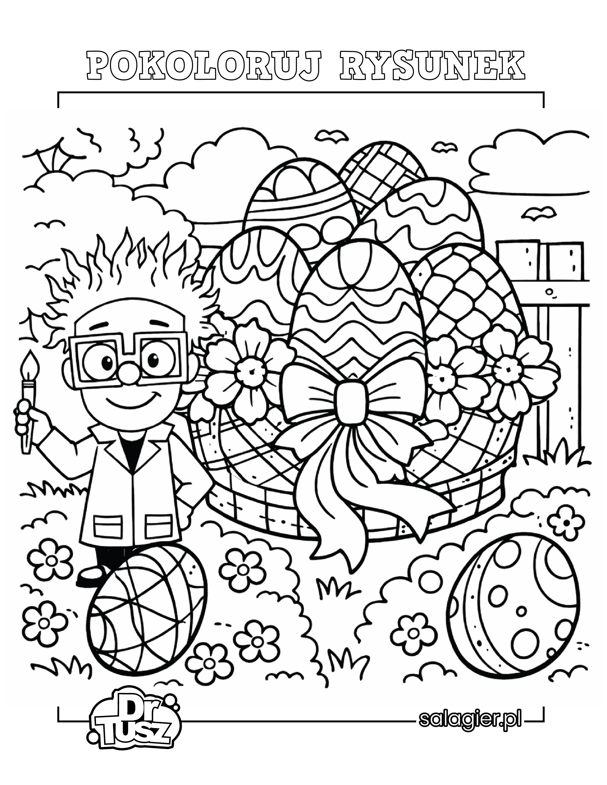 Kolorowanka wielkanocna z pisankami