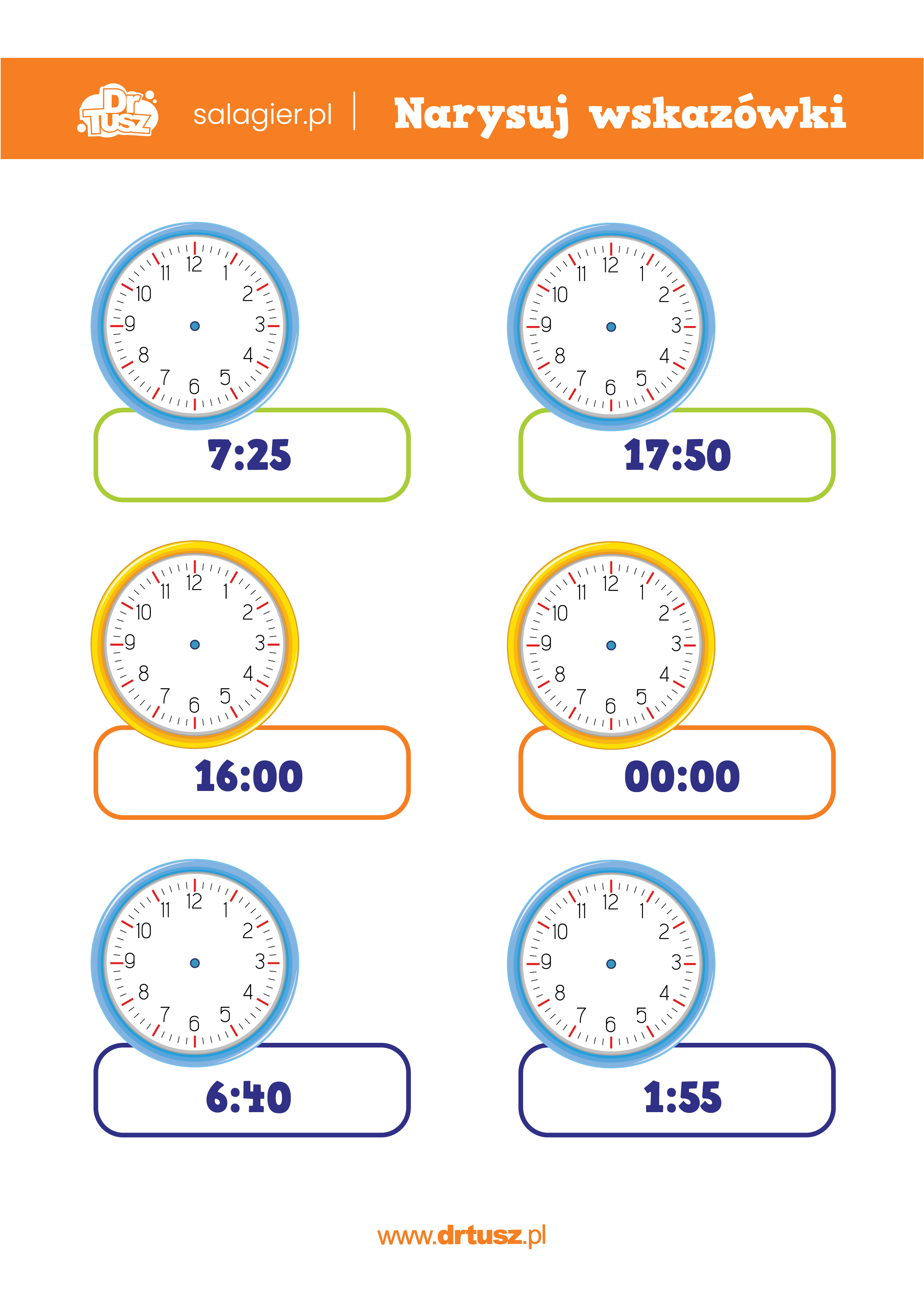 Gotowa plansza do nauki zegara dla dzieci